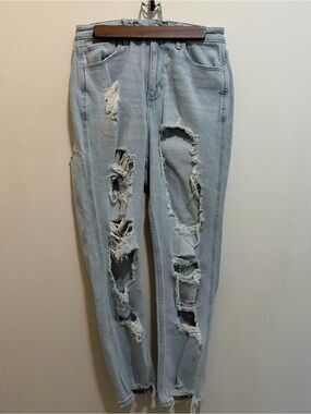 Hollister Light Blue Distressed Curvy High-rise Jeans